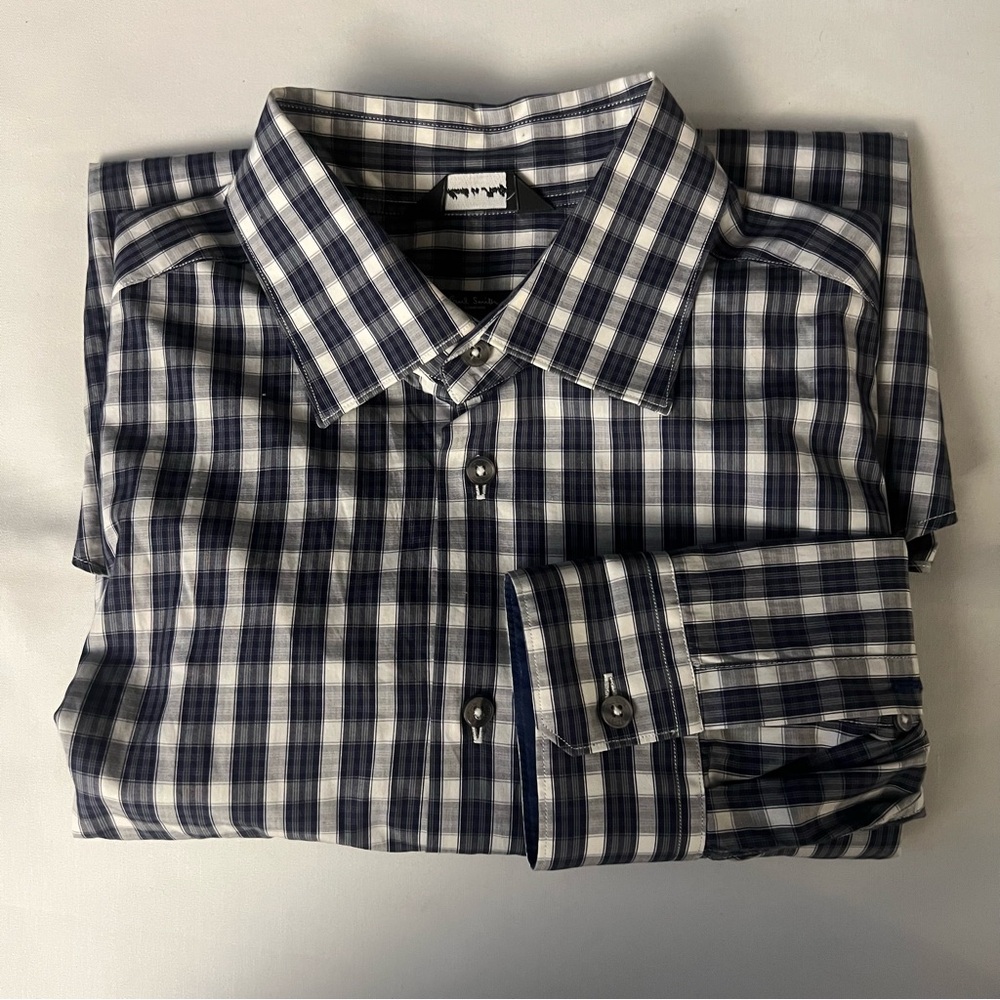 Paul Smith Blue and White Plaid Casual Button Down Shirt